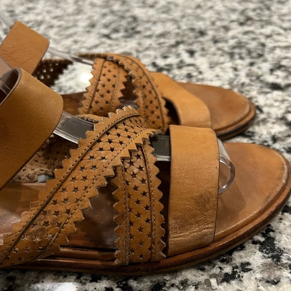 See by Chloe Brown Leather Star Perforated Flat Gladiator Sandals - Picture 12 of 16